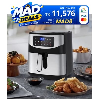 Picture of Prestige Black Berry 9.0L Digital Touch Air Fryer, a household appliance used for healthier cooking with minimal oil. - 9 litter - Sliver 