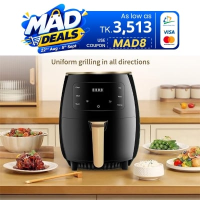 Picture of Electric Silver Crest Air Fryer for Making Health Quality Fried Chicken, Beef, Pizza 2400 Watt - 6 Liter