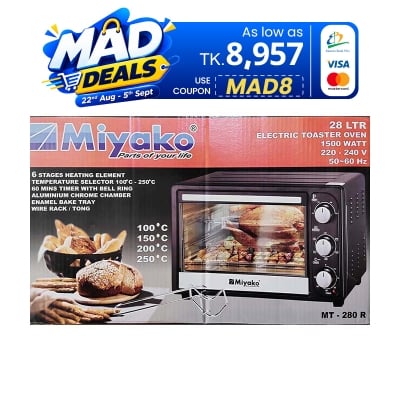 Picture of Miyako 28 Liter Electric Oven MT-280R with Chamber Enamel Bake Tray Mixed