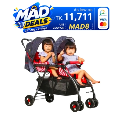 Picture of BBH Twin Baby Stroller Premium Prams- Red