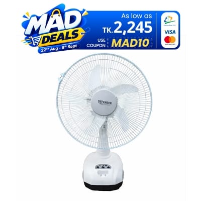 Picture of Defender KN-2912 Rechargeable Fan AC/DC with LED Multi-Function 12" White