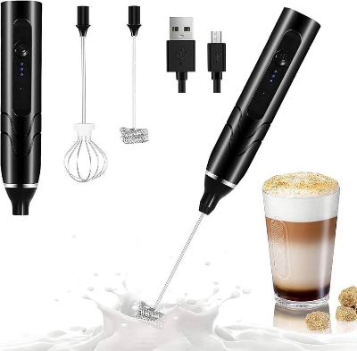 Picture of Electric Rechargeable Handheld Coffee Mixer - Perfectly Blend Your Brews With Ease - Black
