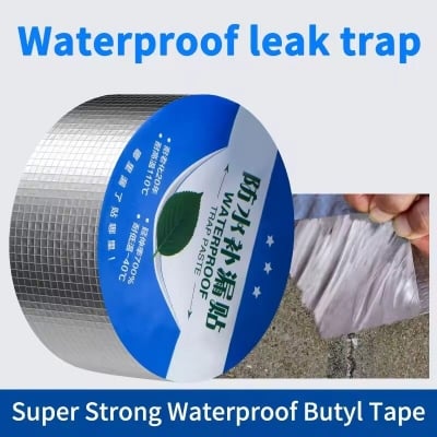 Picture of Strong Anti Leakage Waterproof Tape 3 Mitar Aluminum Foil Patch Tape Crack Adhesive Repair Seal Sealant Butyl Sealing Tape Stop Leak - Silver