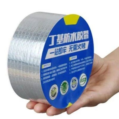 Picture of Strong Anti Leakage Waterproof Tape 3 Mitar Aluminum Foil Patch Tape Crack Adhesive Repair Seal Sealant Butyl Sealing Tape Stop Leak - Silver