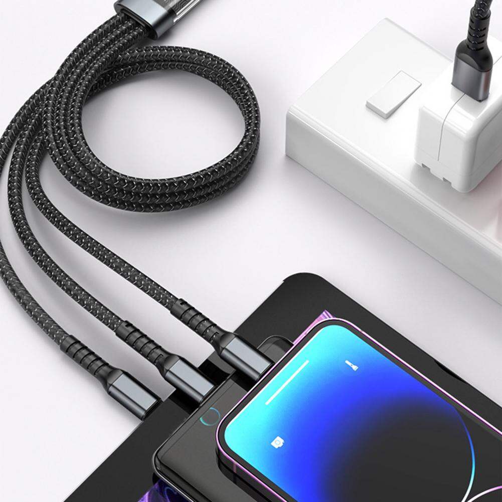 Picture of 3-in-1 Multi-Port 100W USB Type-C Fast Charging Cable for iPhone, Xiaomi, Poco, Huawei, Samsung