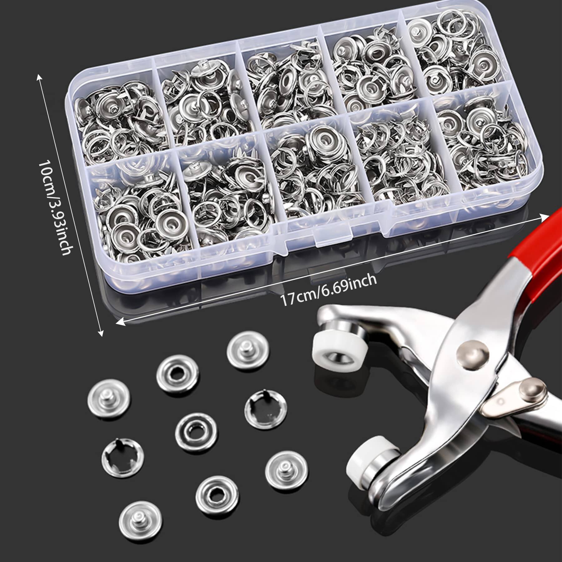 Picture of 100 Sets of Snaps, Full Hollow Buttons with Press Stud Clips, Sewing Snaps, Metal Snaps, DIY Tools for Crafts Clothing - Multicolor