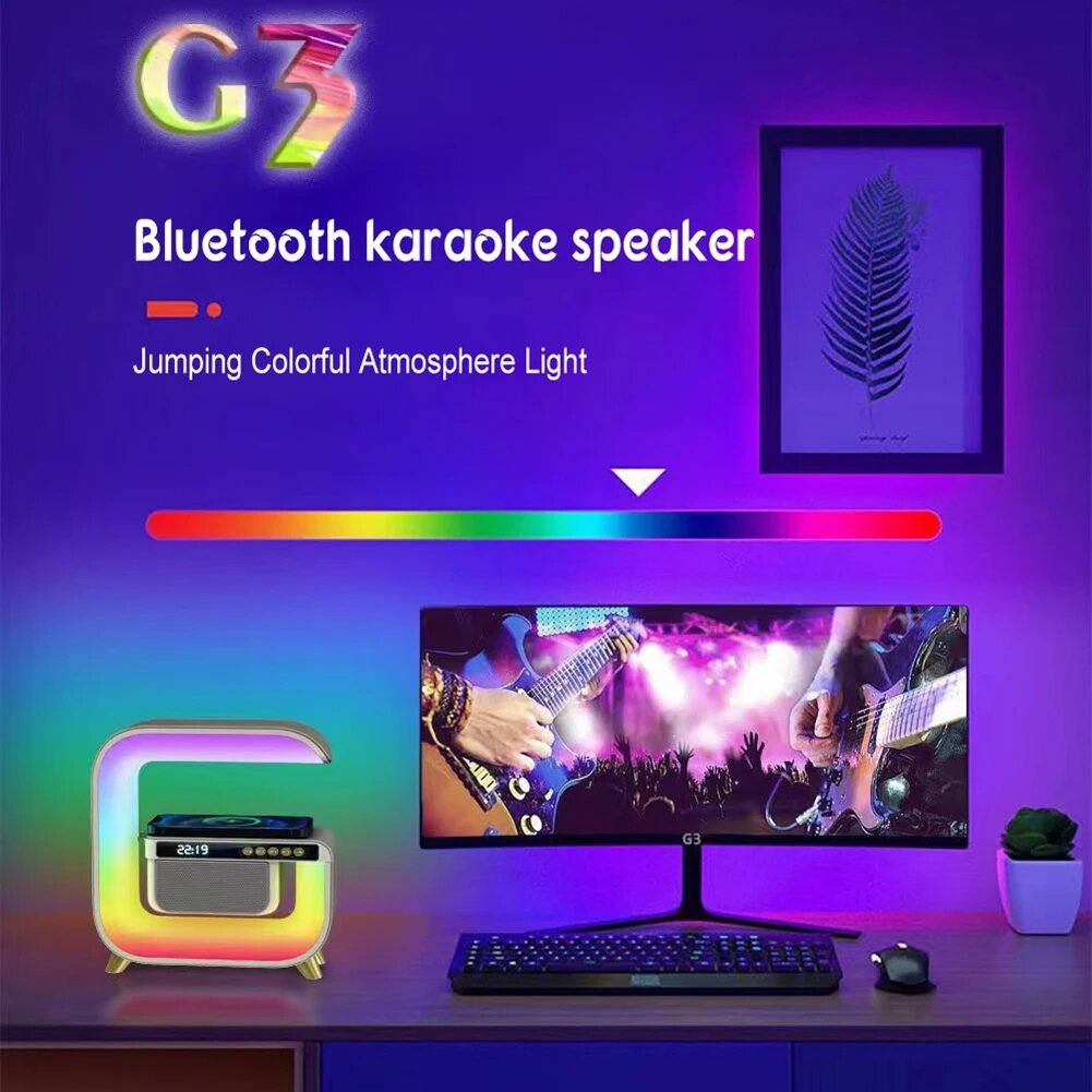 Picture of G3 5 In 1 Wireless Charger Bluetooth Speaker Clock With RGB LED Atmosphere Light - Multicolor