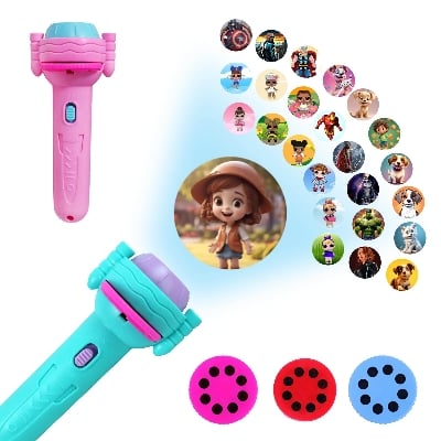 Picture of Mini Projector Torch Kids Flashlight Story Book Educational Light-Up Toys Sleep Light Preschool Fairy Tale Projection Lamp Gift By Dhaka Shopping Zone - বাচ্চাদের খেলনা - Multicolor