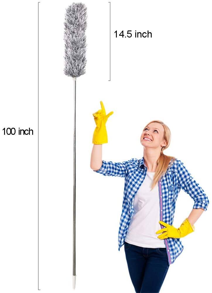 Picture of Microfiber Dusting Duster Handle Telescopic Duster Cleaner Home Cleaning Brush Sweeping Ceiling Dust Artifact - Multicolor