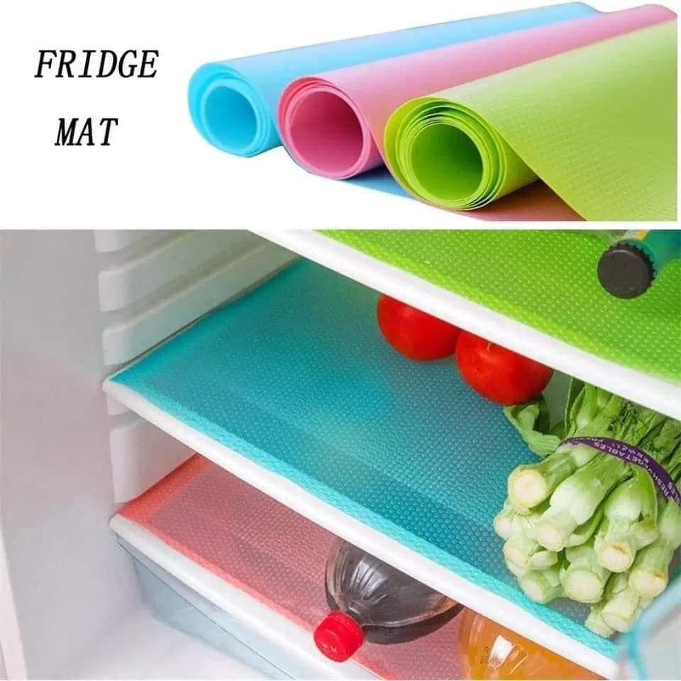 Picture of 4 Pcs Washable Refrigerator Shelf Mats – Multi-Color Waterproof, Oil-Proof, Anti-Slip Drawer Liners & Cabinet Shelf Protectors for Fridge, Kitchen, and Pantry Organization - Multicolor