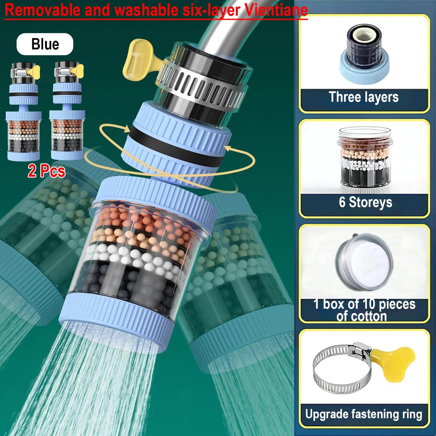 Picture of Universal Shower Faucet 6 Layers Faucet Water Filter Tap Purifier Splash-proof Water Saving Bubbler for Bathroom Home Kitchen_Best Rate - Grey