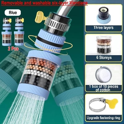 Picture of Universal Shower Faucet 6 Layers Faucet Water Filter Tap Purifier Splash-proof Water Saving Bubbler for Bathroom Home Kitchen_Best Rate - Grey