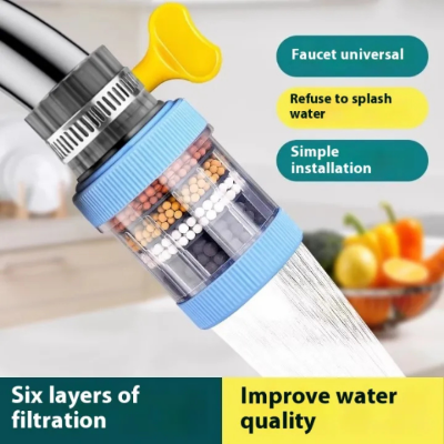 Picture of Universal Shower Faucet 6 Layers Faucet Water Filter Tap Purifier Splash-proof Water Saving Bubbler for Bathroom Home Kitchen_Best Rate - Grey