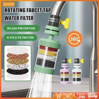Picture of Universal Shower Faucet 6 Layers Faucet Water Filter Tap Purifier Splash-proof Water Saving Bubbler for Bathroom Home Kitchen_Best Rate - Grey