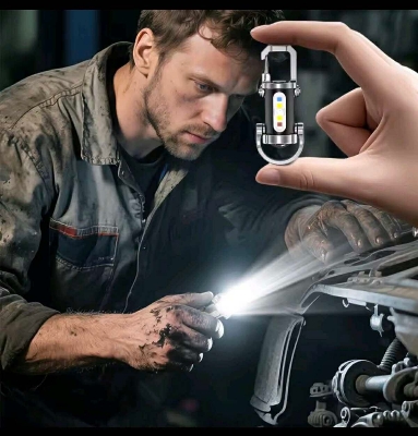 Picture of Glimmer 7-Mode USB Rechargeable Keychain Flashlight – 300LM Emergency & Work Light for Camping, Hiking, Outdoor Use - Multicolor