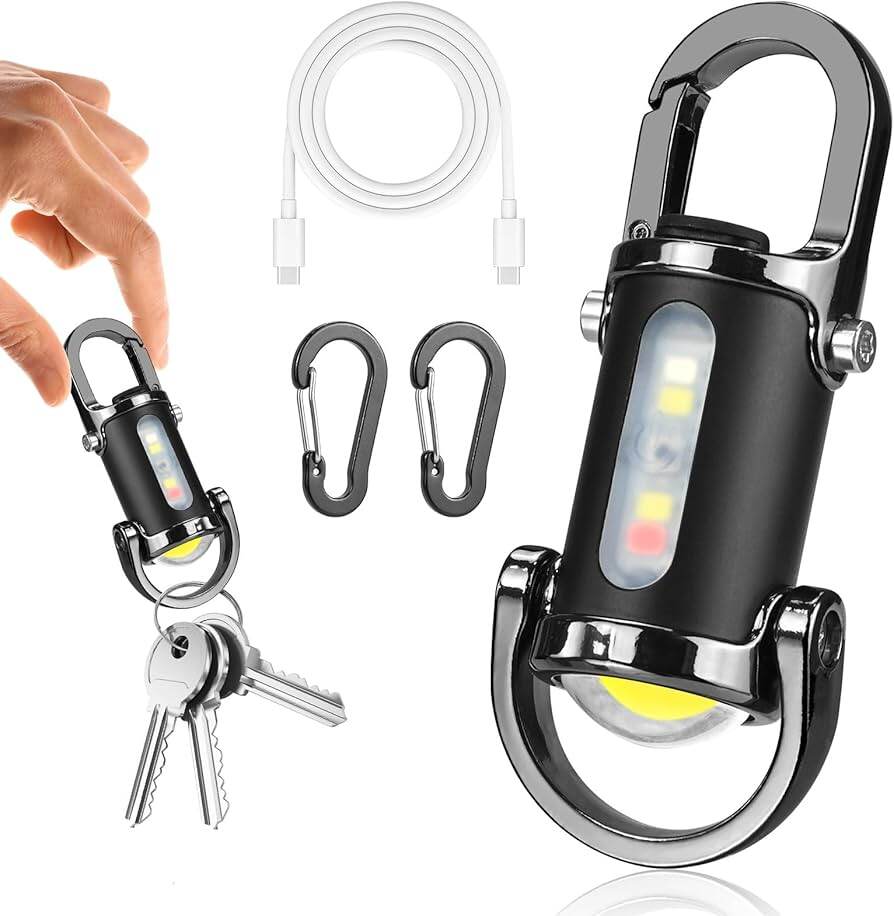 Picture of Glimmer 7-Mode USB Rechargeable Keychain Flashlight – 300LM Emergency & Work Light for Camping, Hiking, Outdoor Use - Multicolor