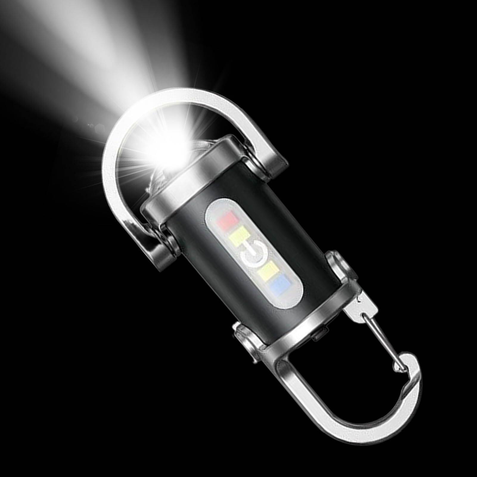 Picture of Glimmer 7-Mode USB Rechargeable Keychain Flashlight – 300LM Emergency & Work Light for Camping, Hiking, Outdoor Use - Multicolor