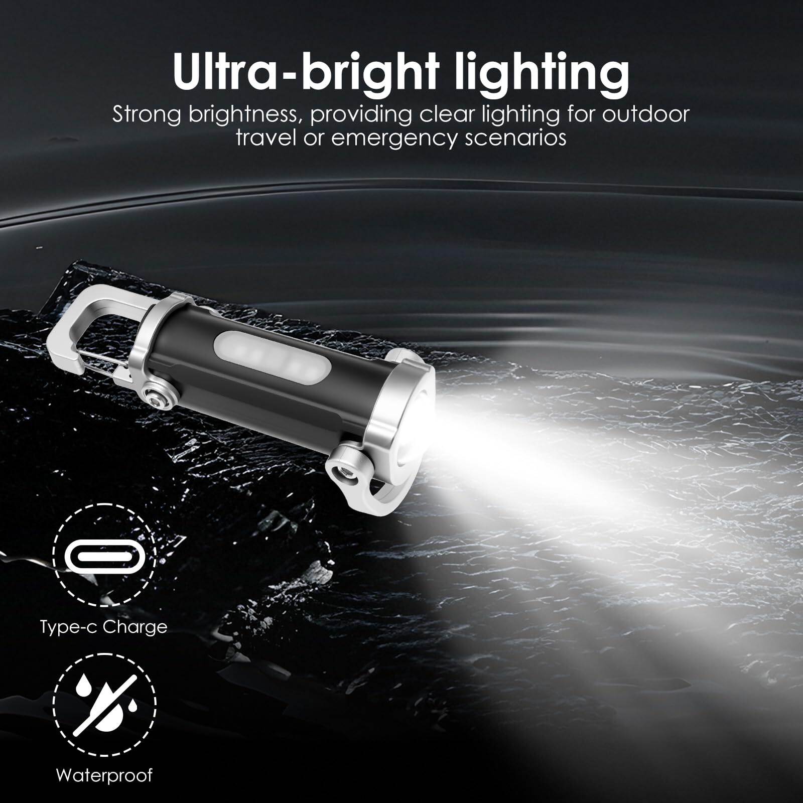 Picture of Glimmer 7-Mode USB Rechargeable Keychain Flashlight – 300LM Emergency & Work Light for Camping, Hiking, Outdoor Use - Multicolor