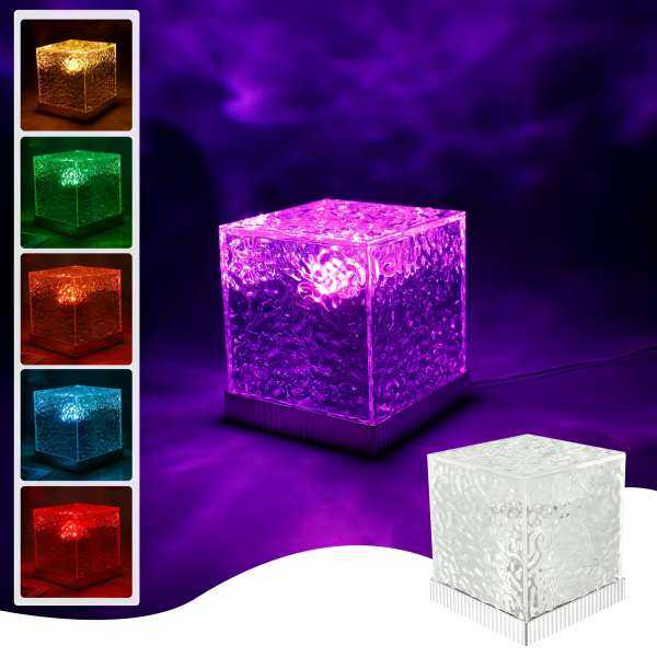 Picture of GC Dynamic Rotating Water Ripple Night Light, 16-Color Lighting Aesthetic Atmosphere Projector Lamp With Remote Control Function 3W Square For Photography Study Living Room Decoration - Multicolor