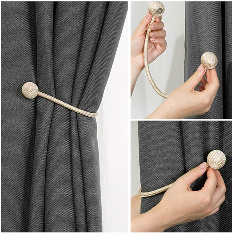 Picture of 2 Pcs Magnetic Curtain Tieback Holder Hook Buckle Clip Curtain Tieback Polyester Decorative Home Accessorie Length  49cm - Multicolor