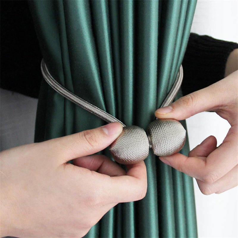 Picture of 2 Pcs Magnetic Curtain Tieback Holder Hook Buckle Clip Curtain Tieback Polyester Decorative Home Accessorie Length  49cm - Multicolor