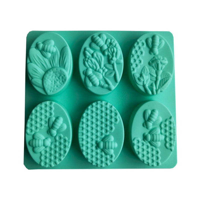 Picture of 6-piece Oval bee soap 105 silicone mold cake pudding dessert mold soap baking - Multicolor
