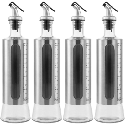 Picture of Kitchen Oil Jar Glass with Steel Cover Body 500ml - Grey