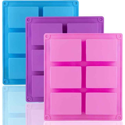 Picture of 6-Connected Rectangular Silicone Cake Mold Silicone Soap Handmade Soap Mold Rectangular 100ml Handmade Soap Mold - Multicolor