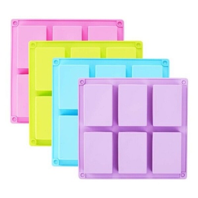 Picture of 6-Connected Rectangular Silicone Cake Mold Silicone Soap Handmade Soap Mold Rectangular 100ml Handmade Soap Mold - Multicolor
