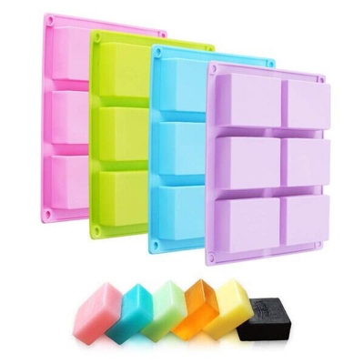 Picture of 6-Connected Rectangular Silicone Cake Mold Silicone Soap Handmade Soap Mold Rectangular 100ml Handmade Soap Mold - Multicolor