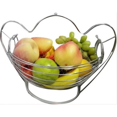 Picture of Metallic Fruit Storage Hanging Basket Holder Rack- Silver - Silver