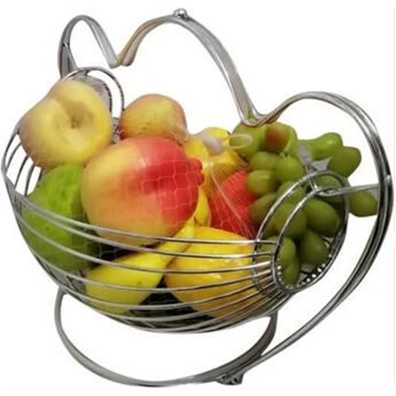 Picture of Metallic Fruit Storage Hanging Basket Holder Rack- Silver - Silver