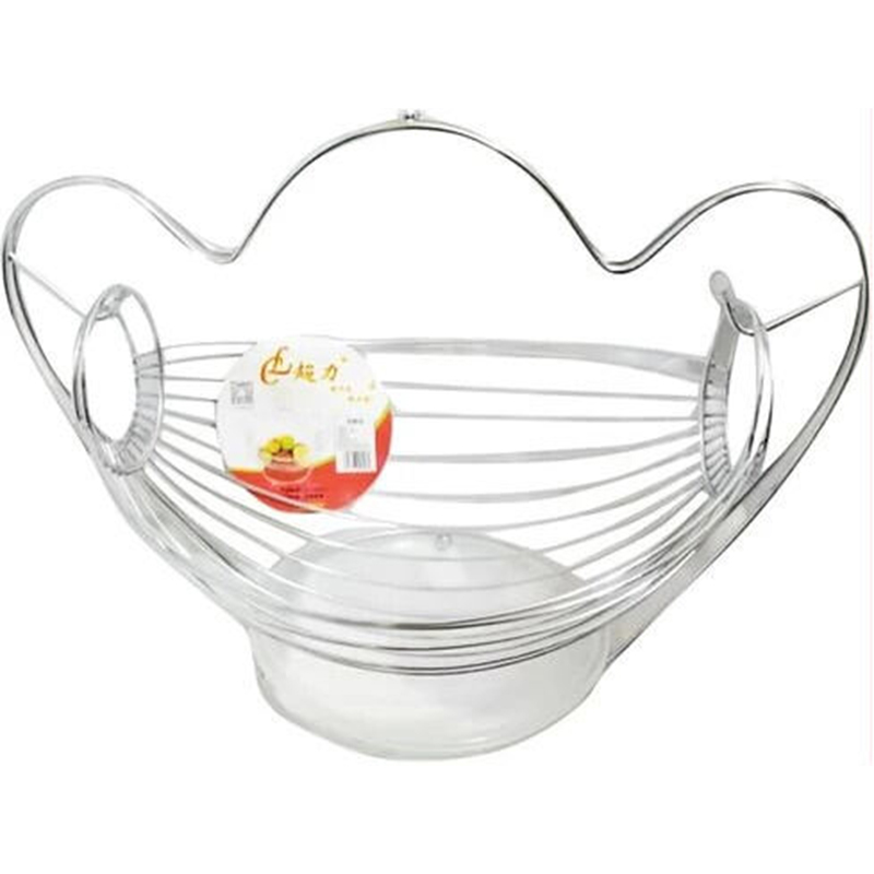 Picture of Metallic Fruit Storage Hanging Basket Holder Rack- Silver - Silver