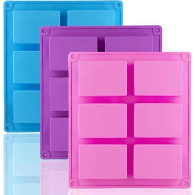 Picture of 6-Connected Rectangular Silicone Cake Mold Silicone Soap Handmade Soap Mold Rectangular 100ml Handmade Soap Mold - Multicolor