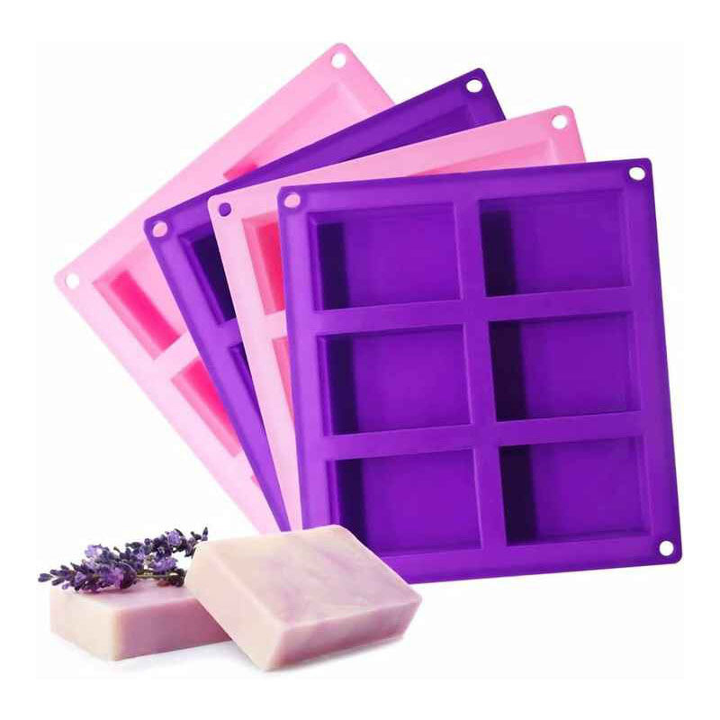 Picture of 6-Connected Rectangular Silicone Cake Mold Silicone Soap Handmade Soap Mold Rectangular 100ml Handmade Soap Mold - Multicolor