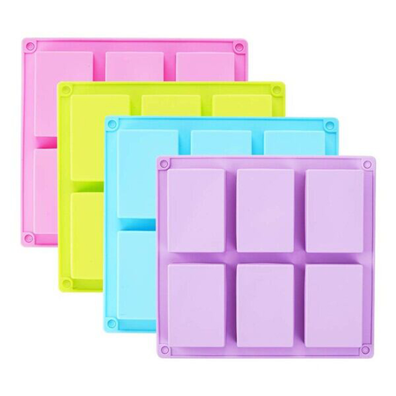Picture of 6-Connected Rectangular Silicone Cake Mold Silicone Soap Handmade Soap Mold Rectangular 100ml Handmade Soap Mold - Multicolor