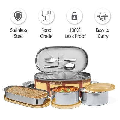 Picture of MILTON Corporate Lunch Stainless Steel Containers Set of 3 - Multicolor