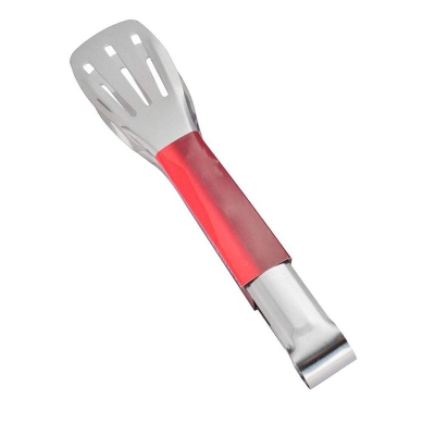 Picture of Stainless Steel Food Tong Ergonomic Comfortable Grip Serving Tongs Kitchen Food Clips for Bread - Silver