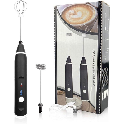 Picture of 2-in-1 Multifunctional Milk Frother Electric Double Milk Bubbler Frother Coffee Beater Egg Mixer with Three Speeds Strength Adjustment for Coffee Beating Eggs (with USB)