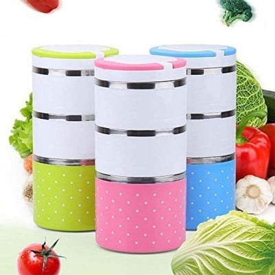 Picture of 3 Layer Hotpot Stainless Steel Insulated Lunch Box - Multicolor