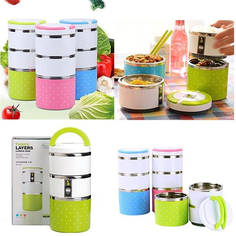 Picture of 3 Layer Hotpot Stainless Steel Insulated Lunch Box - Multicolor