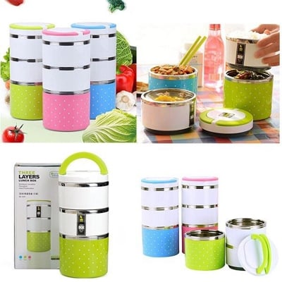 Picture of 3 Layer Hotpot Stainless Steel Insulated Lunch Box - Multicolor