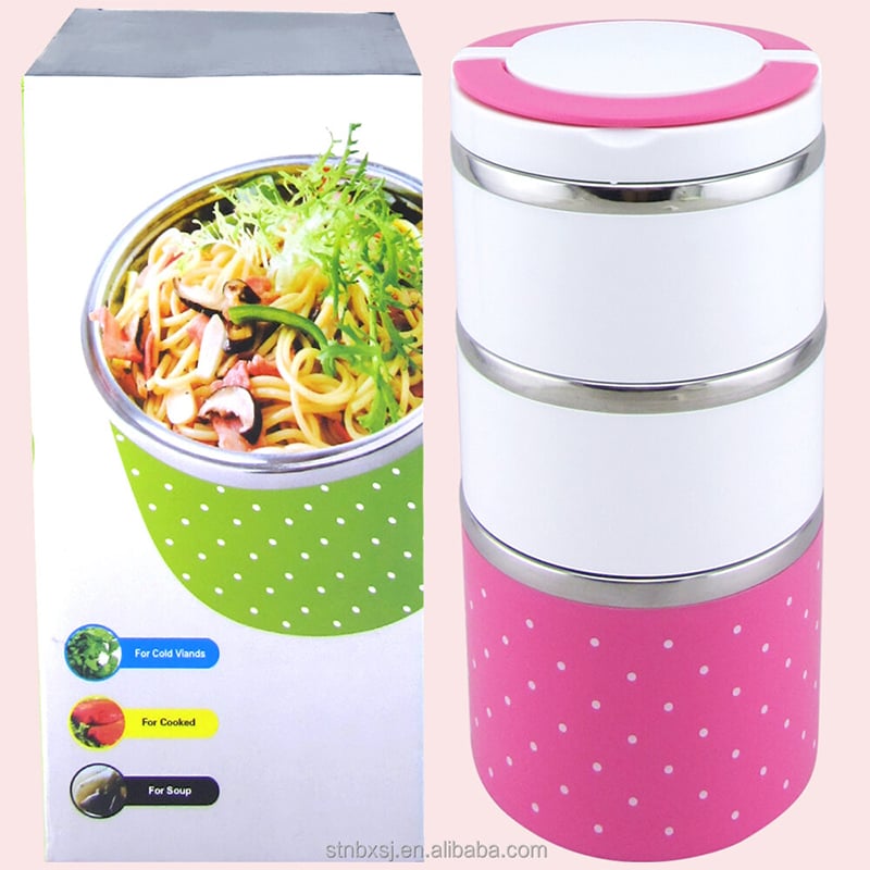Picture of 3 Layer Hotpot Stainless Steel Insulated Lunch Box - Multicolor