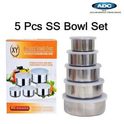 Picture of Food Box Set/Food Box/Stainless Steel Bowl Set 5Pcs - Silver