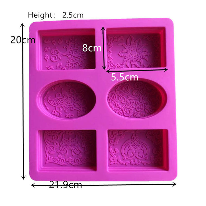 Picture of 6 even soap silicone sugar mold handmade soap square soap baking mold decoration pendant cake grinder - Multicolor