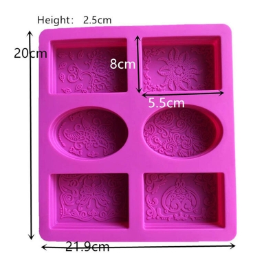 Picture of 6 even soap silicone sugar mold handmade soap square soap baking mold decoration pendant cake grinder - Multicolor