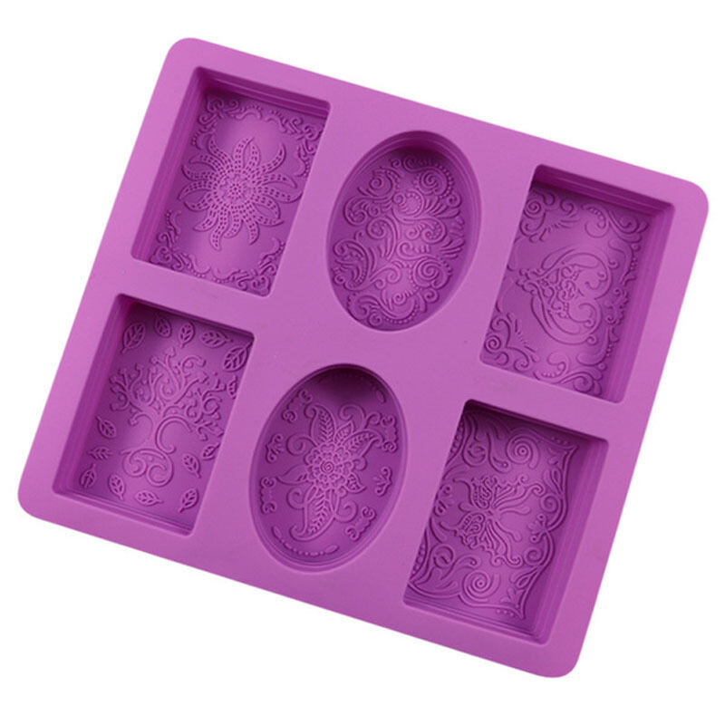 Picture of 6 even soap silicone sugar mold handmade soap square soap baking mold decoration pendant cake grinder - Multicolor