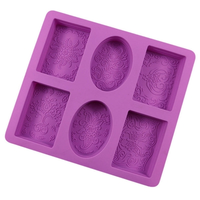 Picture of 6 even soap silicone sugar mold handmade soap square soap baking mold decoration pendant cake grinder - Multicolor