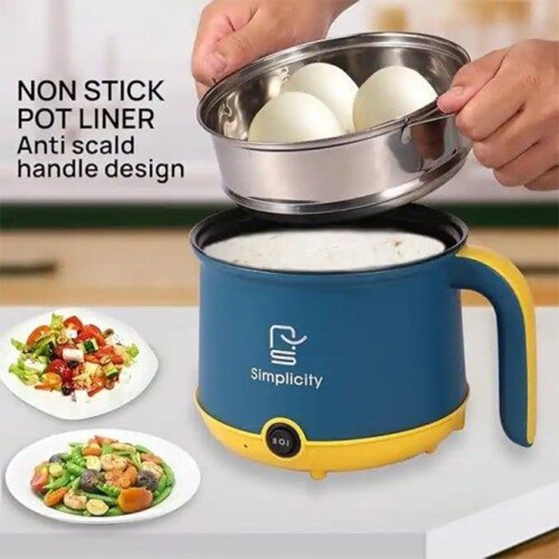 Picture of Rice Cooker Multicooker Simplicity Portable Electric Multicooker Cooking Pot With Steamer and Multipurpose 1.8 Liter Electric Cooker Pot Manual electric heating pot Cooker Rice cooker - Multicolor