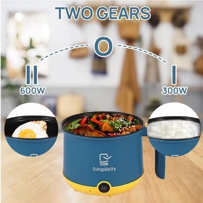 Picture of Rice Cooker Multicooker Simplicity Portable Electric Multicooker Cooking Pot With Steamer and Multipurpose 1.8 Liter Electric Cooker Pot Manual electric heating pot Cooker Rice cooker - Multicolor